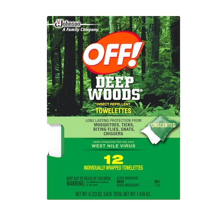 OFF OFF! Deep Woods Insect Repellent Towelettes For Mosquitoes , 12PK 54996